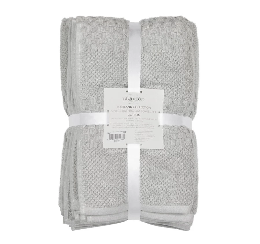Portland 550GSM 5 Piece Towel Set Silver 3 Portland 550GSM 5 Piece Towel Set Silver