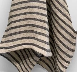 Heirloom Stripe Tea Towel Charcoal -Home Furnishings aura heirloomstripecharcoalteatwl2