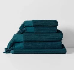 Paros Rib 580GSM Cotton Bath Towel Range Indian Teal