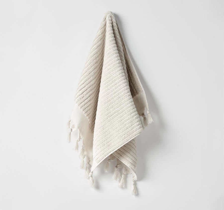 Paros Rib 580GSM Cotton Bath Towel Range Sand 9 Paros Rib 580GSM Cotton Bath Towel Range Sand - Image 7