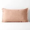 Vintage Linen Fringe 35x55cm Filled Cushion Clay 1 Vintage Linen Fringe 35x55cm Filled Cushion Clay -Home Furnishings aura vintagelinenfringe35x55clay