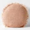Vintage Linen Fringe 45cm Round Filled Cushion Clay -Home Furnishings aura vintagelinenfringe45roundclay
