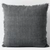 Vintage Linen Fringe 50x50cm Filled Cushion Charcoal