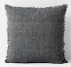 Vintage Linen Fringe 50x50cm Filled Cushion Charcoal