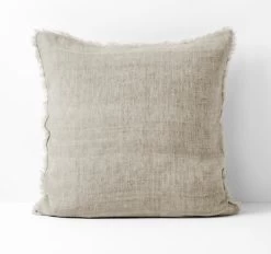 Vintage Linen Fringe 50x50cm Filled Cushion Natural