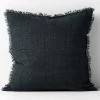 Vintage Linen Fringe 50x50cm Filled Cushion Slate -Home Furnishings aura vintagelinenfringe50x50slate