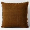 Vintage Linen Fringe 50x50cm Filled Cushion Tobacco