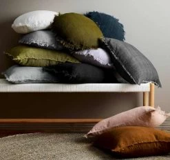 Vintage Linen Fringe 50x50cm Filled Cushion Tobacco -Home Furnishings aura vintagelinenfringerange abec4e92 80dd 4ab7 bea7 61b46e61505f