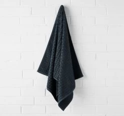 Waffle 580GSM Cotton Bath Towel Range Slate -Home Furnishings aura waffle580slatebt