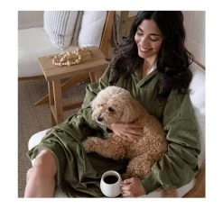 Cordy Blanket Hoodie Olive -Home Furnishings bambury cordyoliveblankethoodielifestyle
