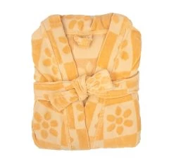 Daisy Check Cotton Robe Mango -Home Furnishings bambury daisycheckmangorobe3