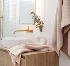 Elvire 4 Piece 600GSM Cotton Hand Towel Set Buff -Home Furnishings bambury elvirebuffht4pklifestyle