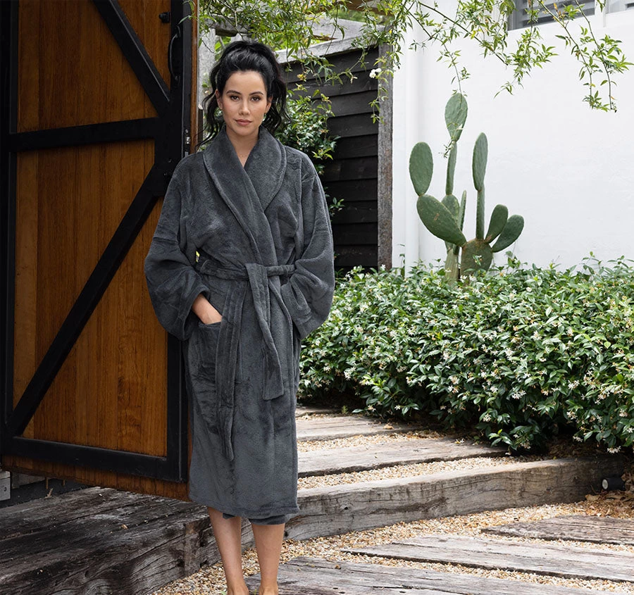 Microplush Bathrobe Range Charcoal 3 Microplush Bathrobe Range Charcoal