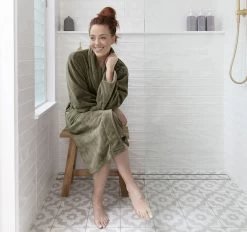 Microplush Bathrobe Range Olive -Home Furnishings bambury microplushrobeolive2 1