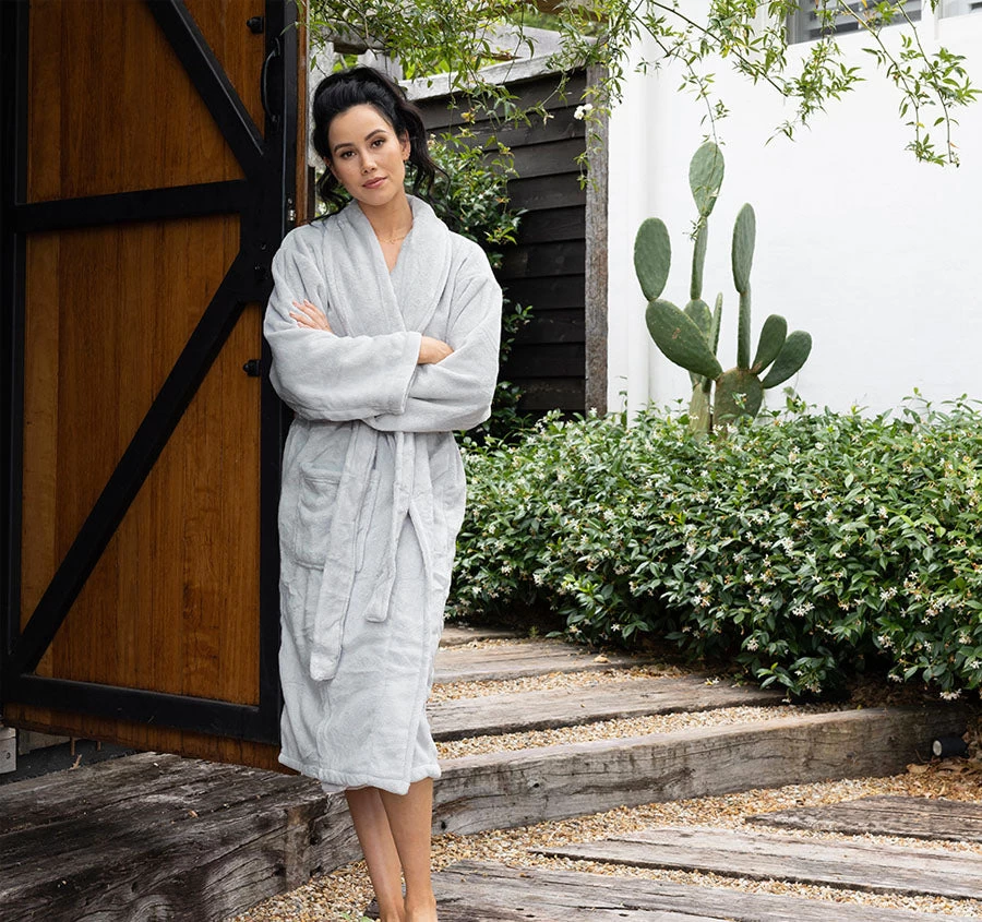 Microplush Bathrobe Range Silver 3 Microplush Bathrobe Range Silver