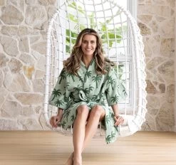 Palm Cotton Robe Sage -Home Furnishings bambury palmsagerobe4