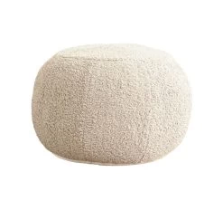Boucle Small Round Pouffe Cream