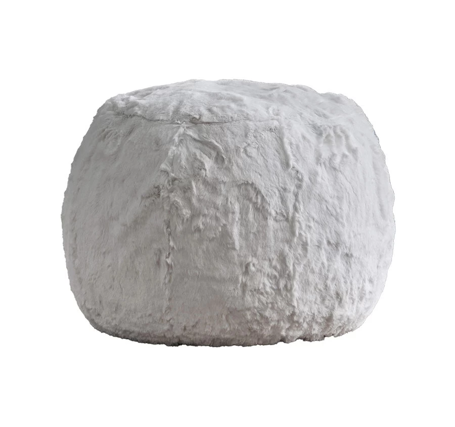 Faux Fur Small Round Pouffe Grey 3 Faux Fur Small Round Pouffe Grey