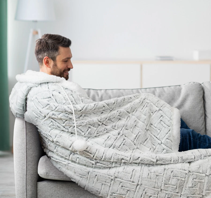 Snowfall 130x180cm Hooded Blanket Snow 7 Snowfall 130x180cm Hooded Blanket Snow - Image 5