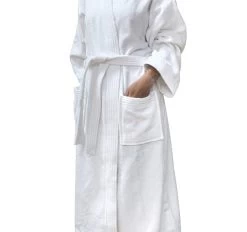 Cotton Velour One Size Bathrobe White