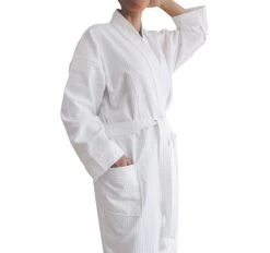 Waffle One Size Bathrobe White