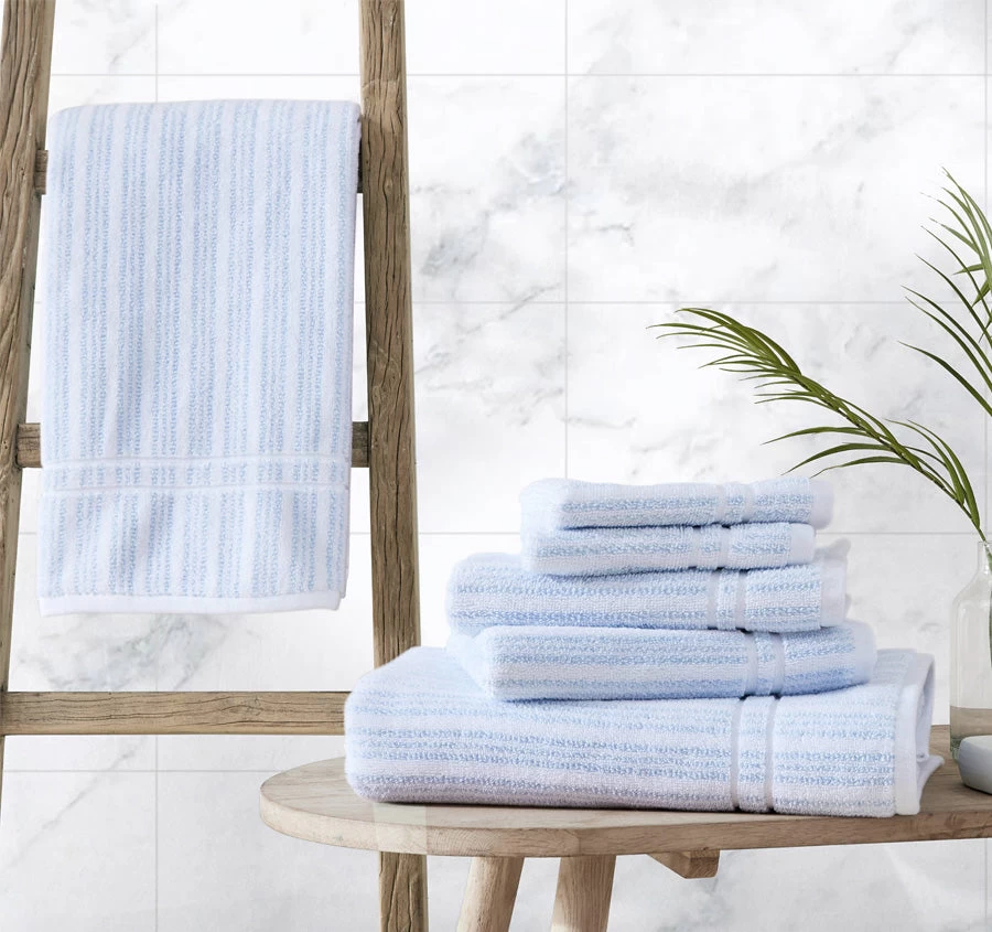 Laura Ashley Sienna 6 Piece Cotton Towel Set Blue Cashmere And Snow 5 Laura Ashley Sienna 6 Piece Cotton Towel Set Blue Cashmere And Snow - Image 3