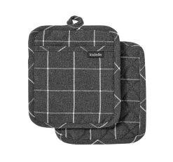 Eco Check 2 Pack Pot Holder Charcoal