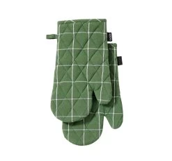 Eco Check 2 Pack Oven Mitt Green
