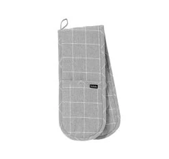 Eco Check Double Oven Mitt Grey