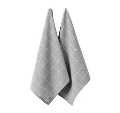 Eco Check 2 Pack Tea Towel Grey