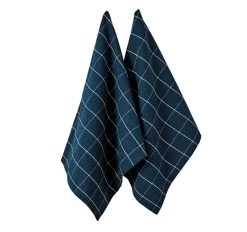 Eco Check 2 Pack Tea Towel Navy