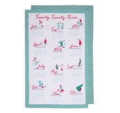 Jingle Calendar 2 Pack Tea Towel