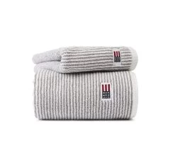 Lexington Original Striped 600GSM Cotton Bath Towel Range White And Grey