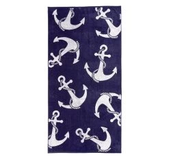Anchor 80x160cm Beach Towel Navy
