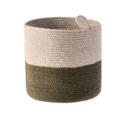 Duo Stripe Medium Storage Basket Olive
