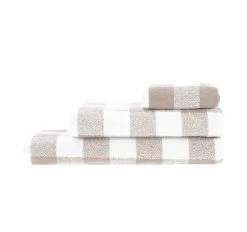 Flinders Check 630GSM Cotton Bath Towel Range Beige