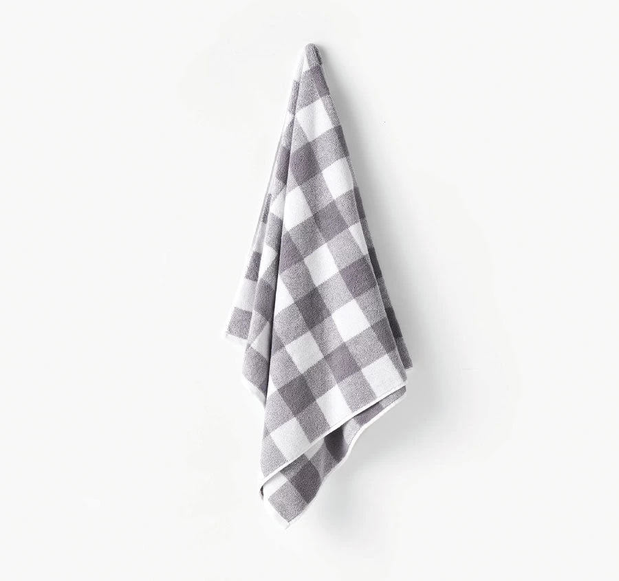 Flinders Check 630GSM Cotton Bath Towel Range Grey 4 Flinders Check 630GSM Cotton Bath Towel Range Grey - Image 2