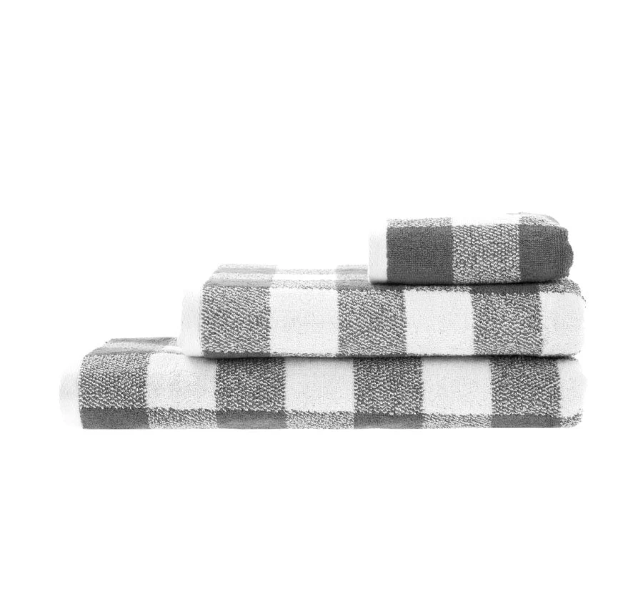 Flinders Check 630GSM Cotton Bath Towel Range Grey 3 Flinders Check 630GSM Cotton Bath Towel Range Grey