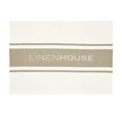 Linen House Logo Tea Towel Pebble
