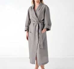 Nimes Linen One Size Bathrobe Ash