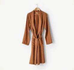Nimes Linen One Size Bathrobe Cinnamon -Home Furnishings lhl nimescinnamonrobe