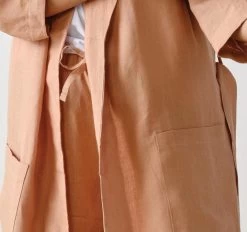 Nimes Linen One Size Bathrobe Clay -Home Furnishings lhl nimesclayrbe2