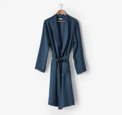 Nimes Linen One Size Bathrobe Navy -Home Furnishings lhl nimesnavyrobe