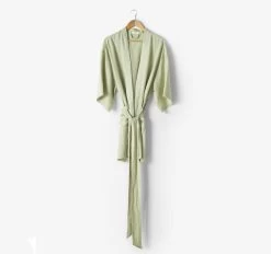 Nimes Linen One Size Short Bathrobe Wasabi -Home Furnishings lhl nimeswasabirobe2