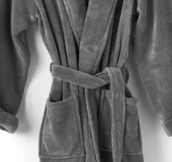 Plush Bathrobe Range Charcoal -Home Furnishings lhl plushcharcoalrobe2