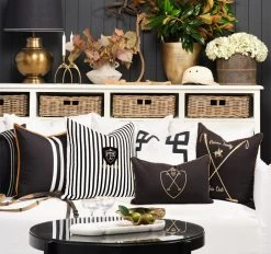 Equine Stripes 55x55cm Filled Cushion Black -Home Furnishings pl equinestripesblack55x55cush lifestyle