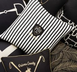 Equine Stripes 55x55cm Filled Cushion Black -Home Furnishings pl equinestripesblack55x55cush lifestyle2