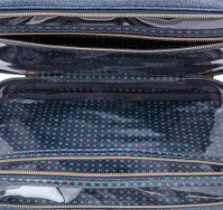Pip Studio Flower Festival Large Square Beauty Case Dark Blue -Home Furnishings ps flowerfestivaldarkbluelargebeautybag3
