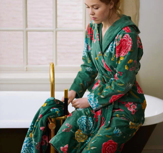 Pip Studio Good Evening Cotton Velour Bathrobe Range Green 6 Pip Studio Good Evening Cotton Velour Bathrobe Range Green - Image 4