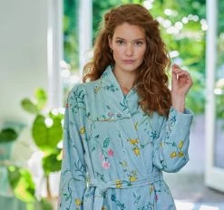 Pip Studio Les Fleur Cotton Velour Bathrobe Range Blue -Home Furnishings ps lesfleursbluerobe4